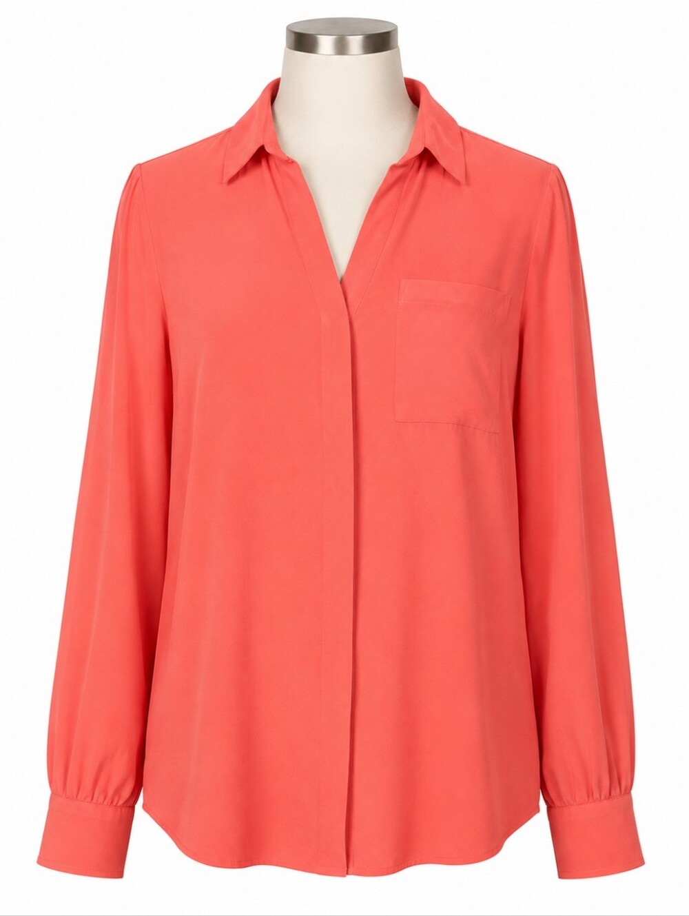 JOIE | Coral Hidden Placket Button Down Long Sleeve Blouse Chest Pocket | L
